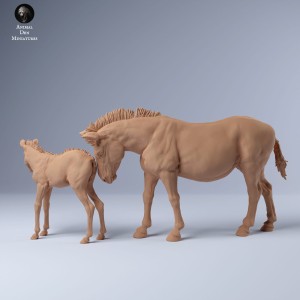 Zebra stepowa - klacz ze źrebakiem - 1:35