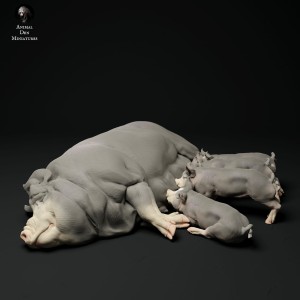 Świnie / berkszyry - maciora z prosiakami - 1:48