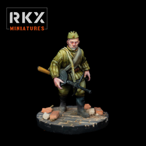 Radziecki żołnierz z karabinem - 2WŚ - 1 sztuka - 1:56/58 (28mm)