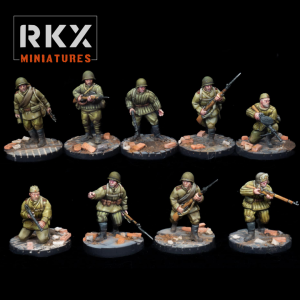 Radzieccy żołnierze - lekcy strzelcy - 2WŚ - 1 zestaw - 1:56/58 (28mm)