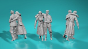 German WWII soldier - wounded with nurse - version 2 - various scales