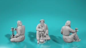 Arabs - Sitting man smoking water pipe - various scales