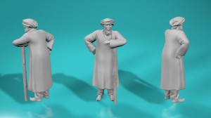 Arabs - Older man leaning on the stick - various scales