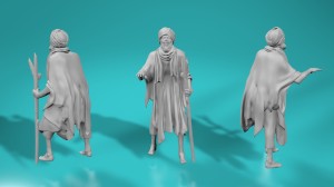 Arabs - Older blind man walking - various scales