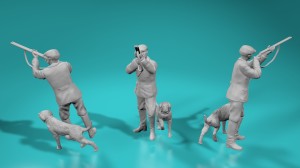 Hunter with one dog - shooting - various scales