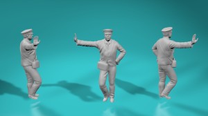 Conductor leaning against the wall - various scales