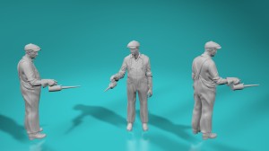 Railway worker with lubricator - various scales