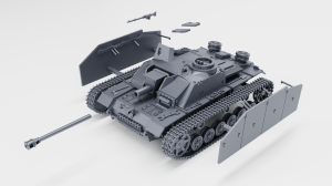 Sturmgeschutz III (StuG III) Ausf.G - wczesny - z osłonami bocznymi - otwarty właz - 1:72