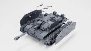 Sturmhaubitze 42 (STUH42) Ausf G - z osłonami bocznymi - otwarty właz - 1:72