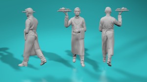 Waiter - carrying a tray - various scales