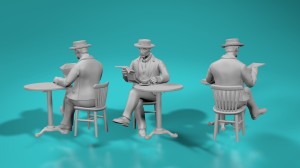 Customer - gentelman reading newspaper - various scales