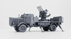 Mercedes L4500A (Flakwagen) with 2cm Flakvierling 38 - closed hatch - combat layout - 1:72