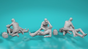 Paramedic helping lying man - various scales