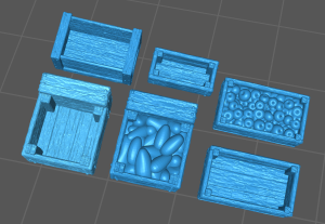 Zestaw skrzyń na stragan - zestaw 2 - 6 elementów - 1:48