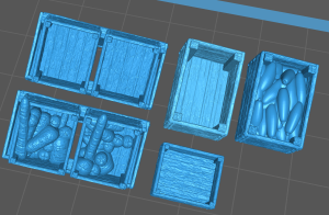 Zestaw skrzyń na stragan - zestaw 1 - 5 elementów - 1:48