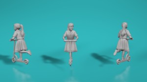 Children - girl on scooter - various scales