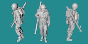 US WWII soldier - walking with bazooka
