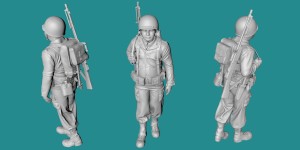 US WWII soldier - walking with MG