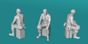 US WWII tank crew - sitting - variant 1 + jerrycans