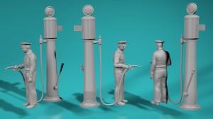 Gas station - Worker with gas pump - various scales