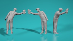 Gas station - Worker cleaning car window - various scales