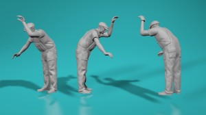 Gas station - Worker checking engine under the hood - various scales