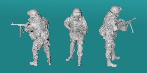 Russian soldier - with MG and gas mask