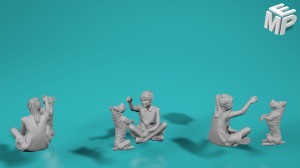 Dzieci  - dziewczynka tresująca psa - różne skale