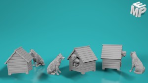 Children - boy in a doghous and the dog - various scales